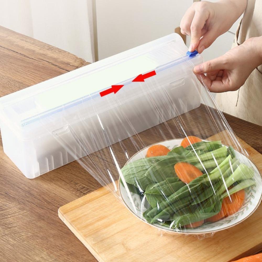 [Elegan] Dispenser Bungkus Plastik Reusable Safe Alat Dapur Refillable Adjustable Wrap Storage Box