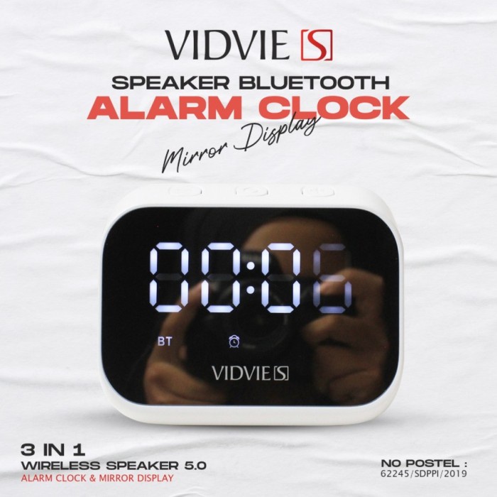 Vidvie S 3in1 Speaker Bluetooth With LED Alarm Clock XL SP901 - White