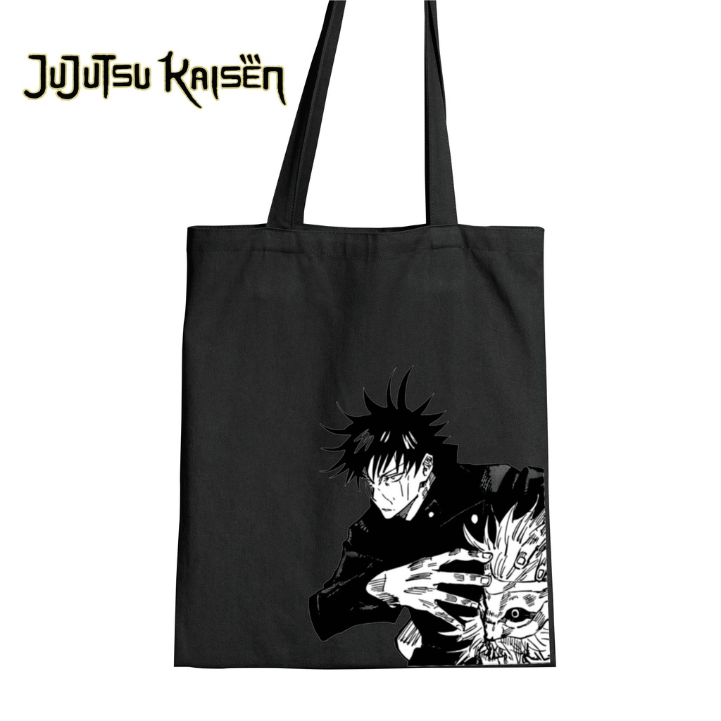 Tote bag Anime Jujutsu kaisen Megumi Fushiguro Hitam Tote bag premium Totebag seleting totebag Termurah Bahan Blacu