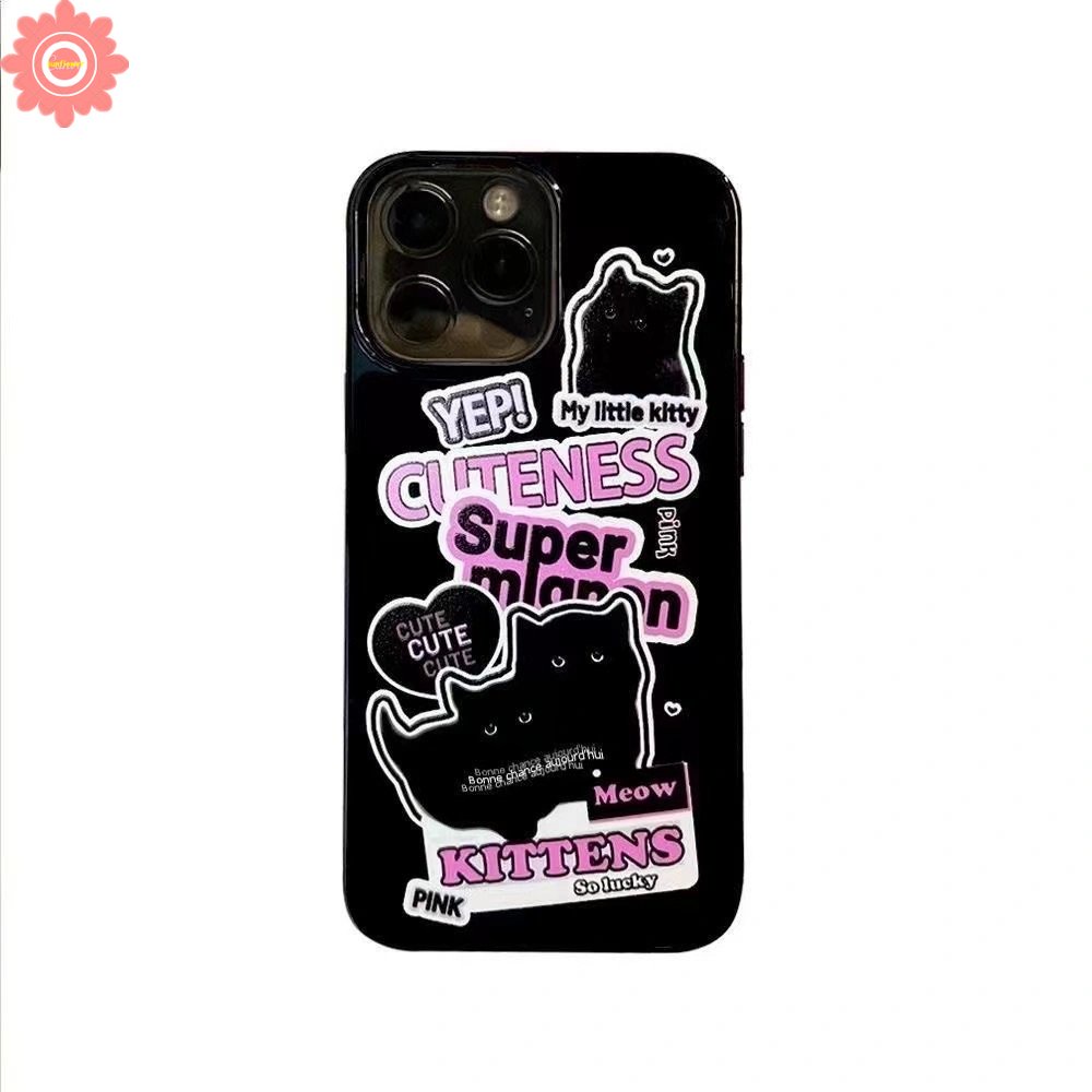 Casing Kartun Yang Indah Kompatibel Untuk IPhone 7plus XR 11 14 13 12 Pro Max7 8 Plus X XS Max SE 2020 Kucing Lucu Glossy Lembut Shockproof Camera Protection Cover