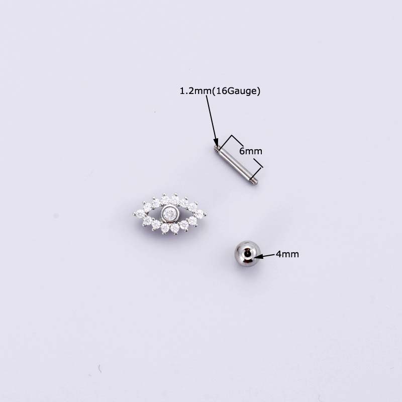 1biji2023new Mahkota Ular Bentuk Mata Rantai Menjuntai Helix Pinna Lobe Piercing 16Gauge Earring Stud Stainless Steel Dengan Zircon