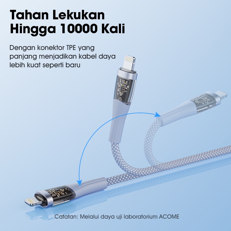 ACOME ACL010T Kabel Data PD Type C to Lightning 100cm Fast Charging 27W  Original - Garansi Resmi 1 Tahun