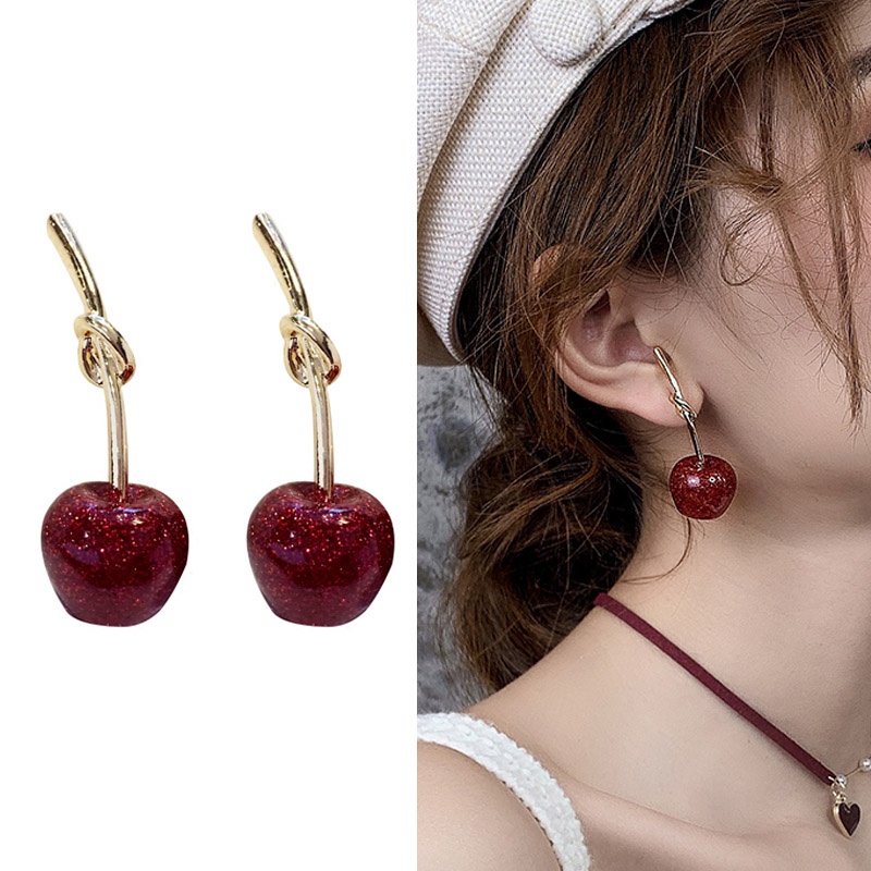 Jepang Korea Musim Panas Buah Segar Cherry Nanas Manis Sederhana Anting Fashion