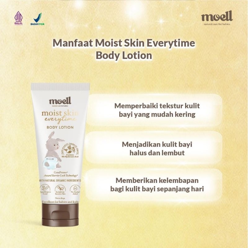 MOELL Body Lotion 185gr / Moist Skin Everytime / Body Lotion Bayi / Body Lotion Anak