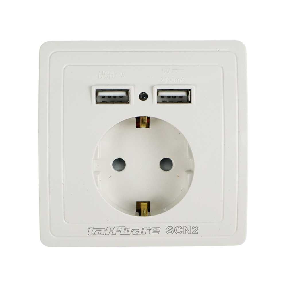 (BISA COD) FTIHSHP  Stop Kontak Dinding EU Plug dengan 2 USB Port - SCN2