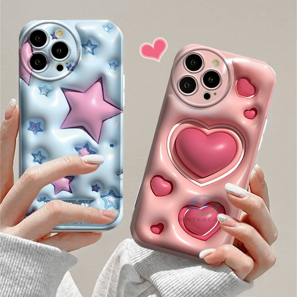 Casing hp Realme 10 C15 C12 C25S C11 C20 realme5 5i 6i C3 8i C21Y C25Y Gradasi Pentagram Dan Hati Silikon Airbag Case Binteacase