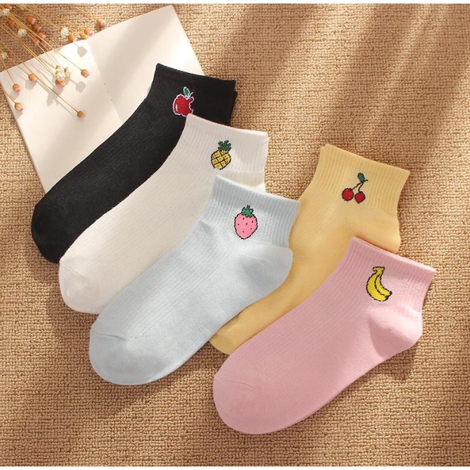 KJ  Kaos Kaki Wanita Korea Motif Buah Kaos Kaki Pendek Buah Semata Kaki SS220 Socks Karakter Ankle Socks Korean Model Simple Cute SS220