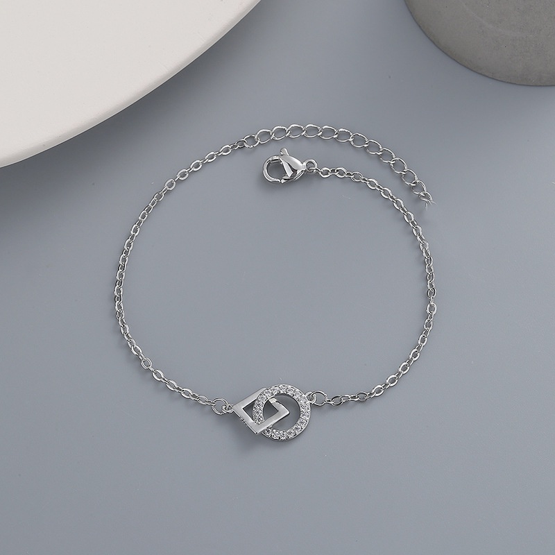 Roselife Perak Zirkon Persegi Bulat Geometris Liontin Gelang Untuk Wanita Gadis Minimalis Pergelangan Tangan Rantai Gelang Fashion Perhiasan Hadiah