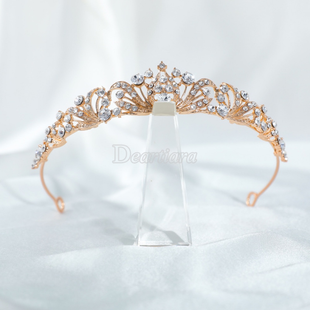 Fashion Berlian Imitasi Mahkota Rambut Band Pengantin Emas Bando Rambut Band Baroque Headband Bridal Crown