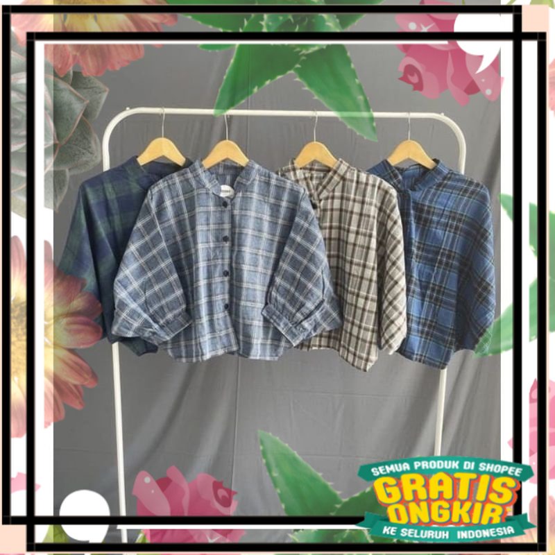 0kemeja tamara flanel//KEMEJA TAMARA BATWING / babypink