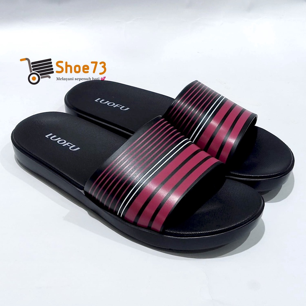 LUOFU E 7172 - E141 SIZE 40-44 ORIGINAL l Sandal Selop jelly pria l Sendal kokop cowok impor