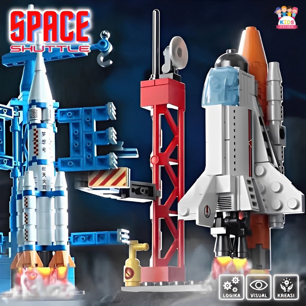 Space Shuttle Balok 130pcs | Mainan Anak Laki Laki Susun Balok Edukasi | Kado Ulang Tahun Anak Cowok