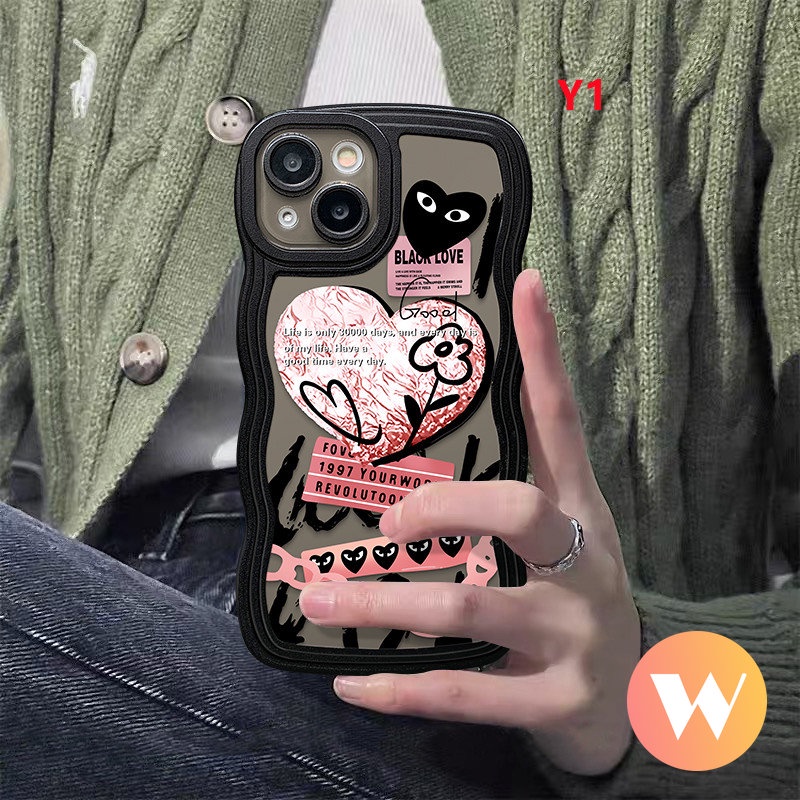 Casing Love Heart Redmi 10A 10 9T 12C 9a1+10C 9A 9C NFC POCO M3 X3 NFC Pro Redmi Note9 9s 11 10 11Pro 11s 10s 8 10Pro Max Mi 11T Pro Smiley Comme des Garcons Lembut Bergelombang Sarung Tepi