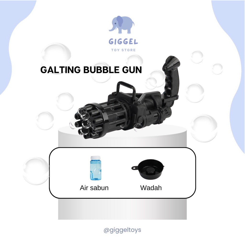 [ Giggel ] Gatling Bubble Gun / Mainan pistol Bubble Elektrik Bentuk machine / Mainan anak / mainan anak perempuan / mainan anak laki laki / Gelembung Bubble