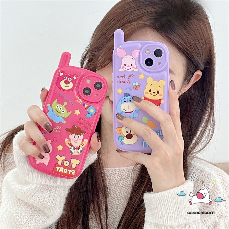 Casing Kompatibel Untuk iPhone XR 7plus 11 13 14 12 Pro Max7 8 Plus X XS MAX SE 2020 Toy Story Lucu Strawberry Bear Manyo Glossy Kepribadian Retro Bentuk Telepon Soft Tpu Creative Case