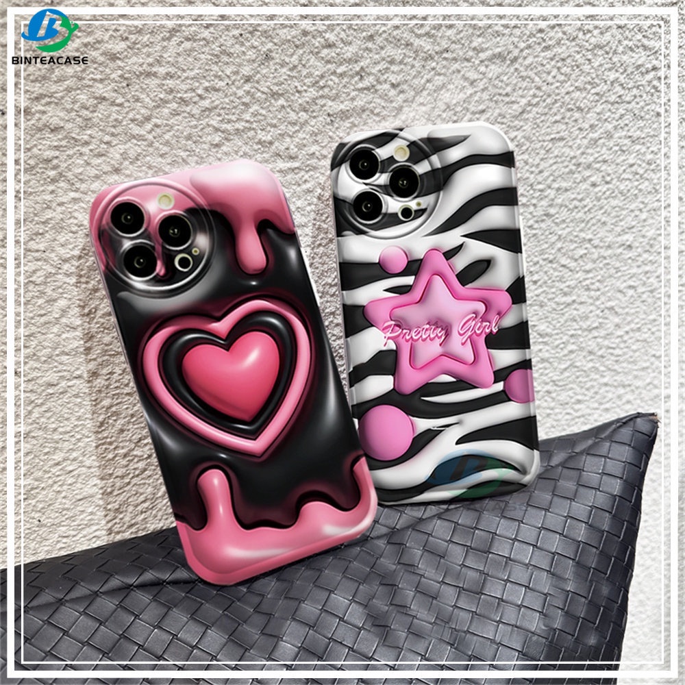 Casing hp Samsung A14 A04 A04S A13 A03S A12 A52 A52S A21S A50 A50S A30S A20 A10S A10 A11 J7 Prime J7 Pro J6Prime Zebra Motif Pink Bintang Pink Hati Silikon Airbag Case Binteacase