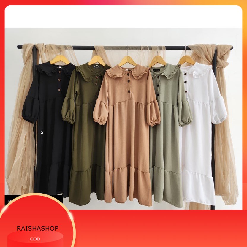 GAMIS ALUNA GAMIS ANAK RAYON AIRFLOW CRINKLE NAIRA JUNIOR SIZE 6 8 10 12 14 TAHUN - Gamis anak crink