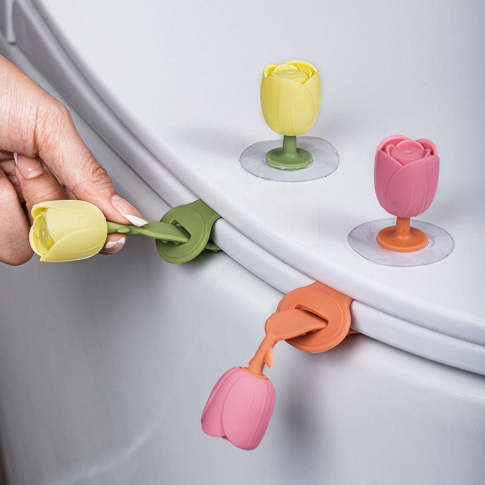 [Elegan] Toilet Seat Handle Portable Hindari Menyentuh Berbentuk Bunga Tulip Alat Pembersih Pengangkat Tutup Closestool