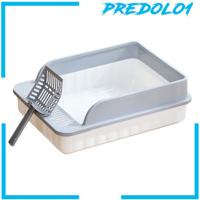 [Predolo1] Kotak Kotoran Kucing Semi Tertutup Tahan Lama Pet Litter Tray Cat Toilet Litter Pan