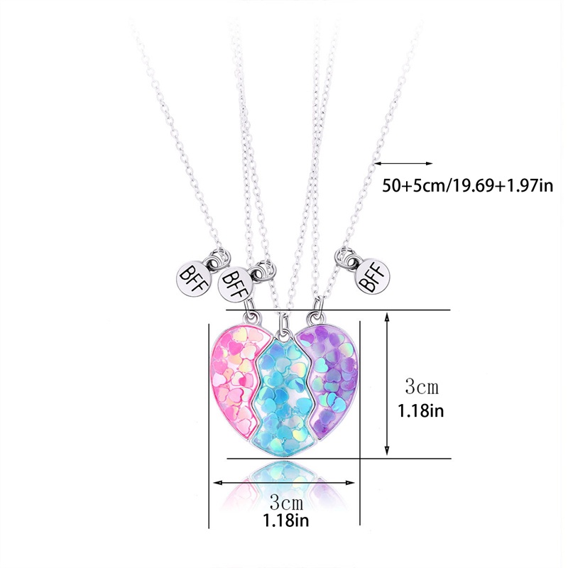 3 Pcs/Set Fashion Teman Baik Anak Kalung Geometris Menetes Minyak Magnet Jahitan Cinta Kalung