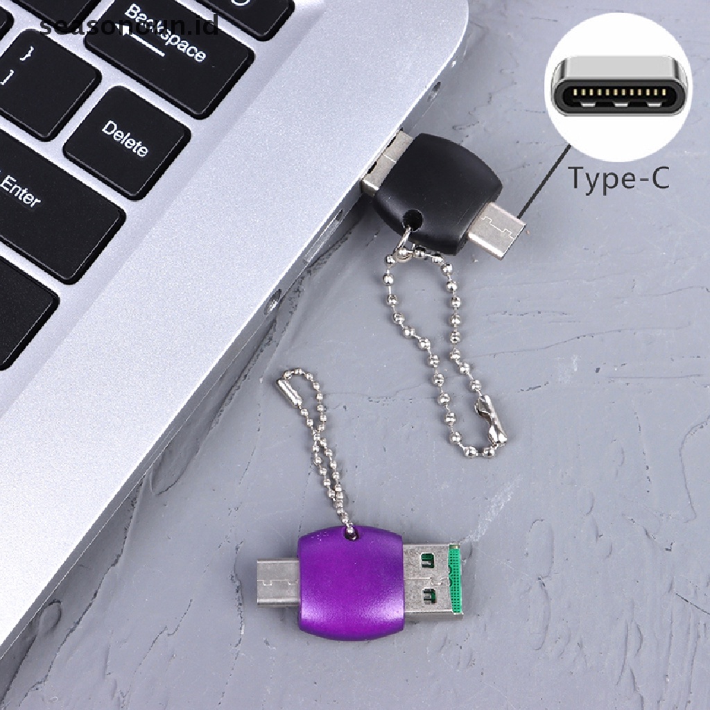 Seasonoun Type-c Card Reader OTG 2in1 TF Card Reader Tipe-c Adaptor Memory Flash Drive.