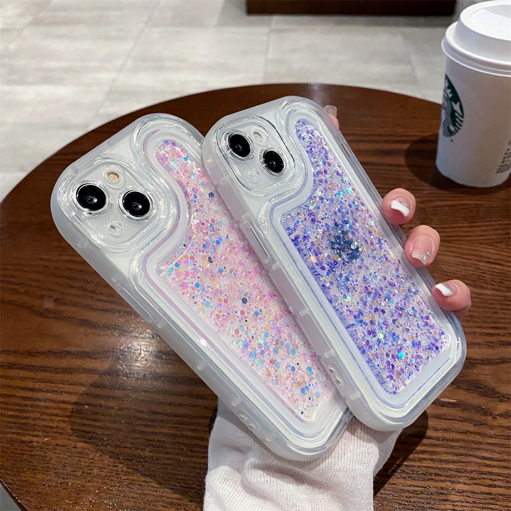 Casing Tahan Guncangan Bening Berkilau Mewah iPhone 14 Pro Max Case Iphone13 11 12 Pro Max Case14 Plus Cahaya Malam Kreatif Casing Perlindungan Kamera Tertutup Penuh