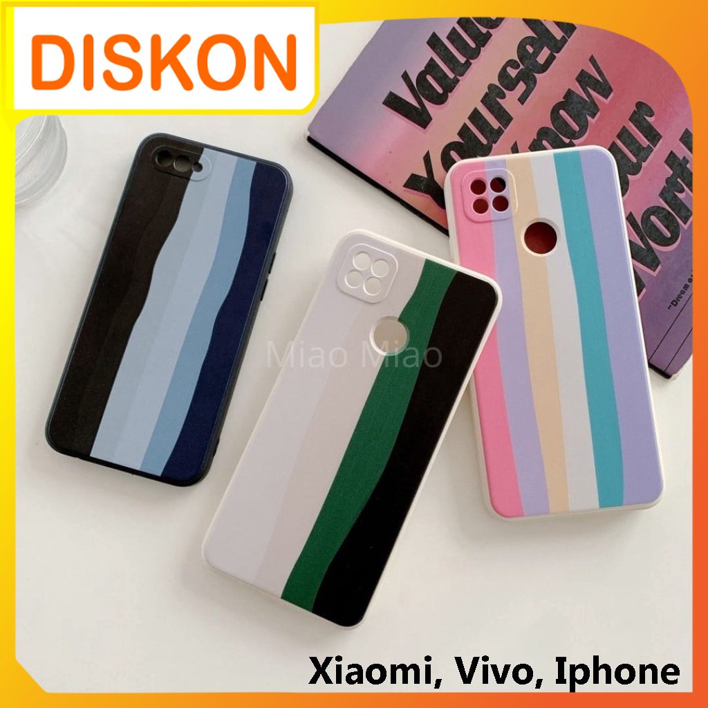 Softcase Casing Case Motif PELANGI RAINBOW EDGE XIAOMI VIVO IPHONE 13 13 PRO 13 PROMAX Vivo Y21  Y21