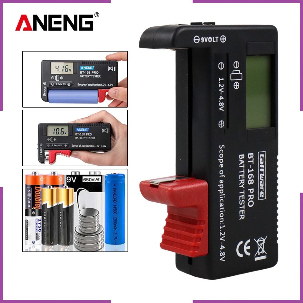 PROMO COD + Taffware ANENG Tester Baterai Voltage Checker 18650 AA AAA - BT-168 Pro - Black PROMO CO