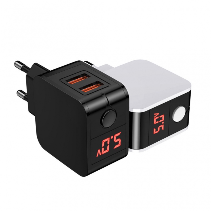 Usb Charger LED Display Dual Fast Phone Charger Adapter Charger Travel Dinding EU Untuk IPhone Samsung Charger Handphone