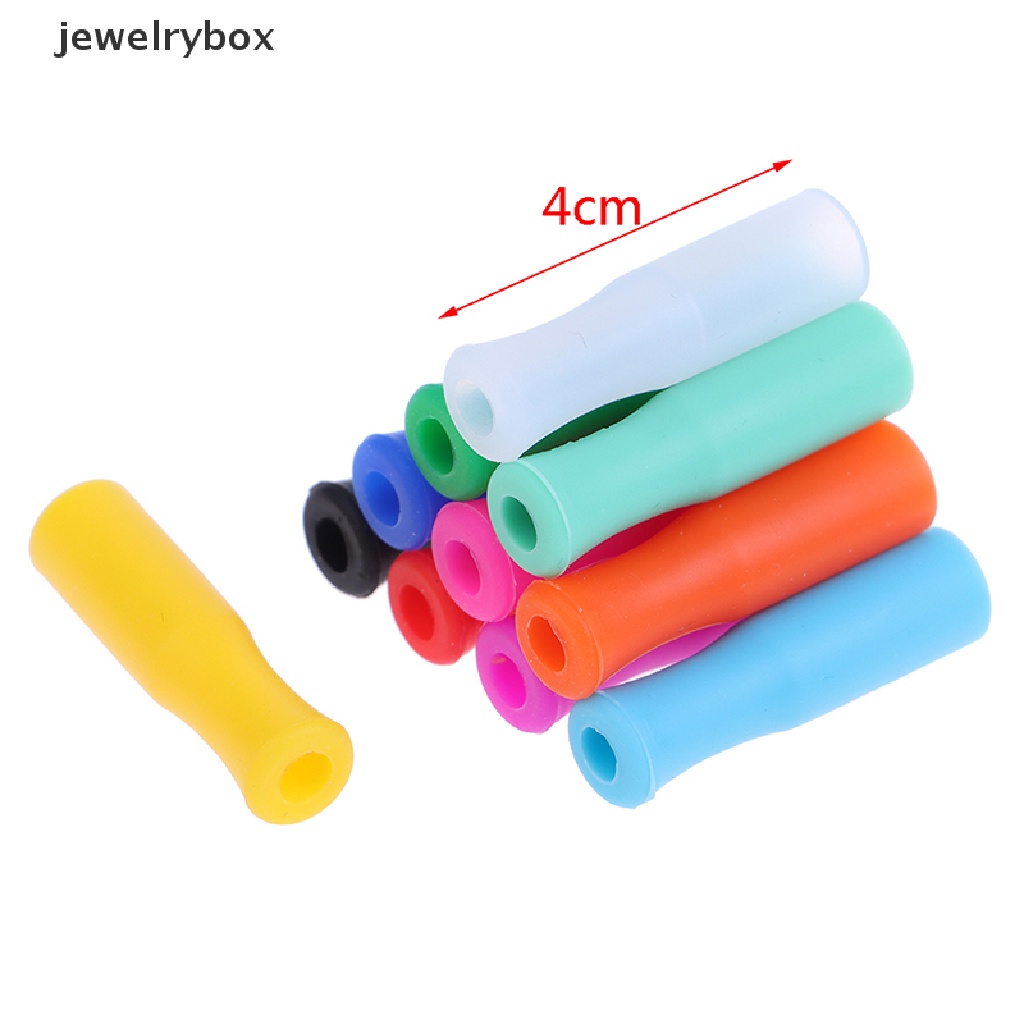 [jewelrybox] 10pcs Caps Anti-Melepuh Gigi Pelindung Bar, Reusable Stainless Steel Straw Food Grade Aksesoris Tips Silikon 6mm Silicone Nozzle Butik