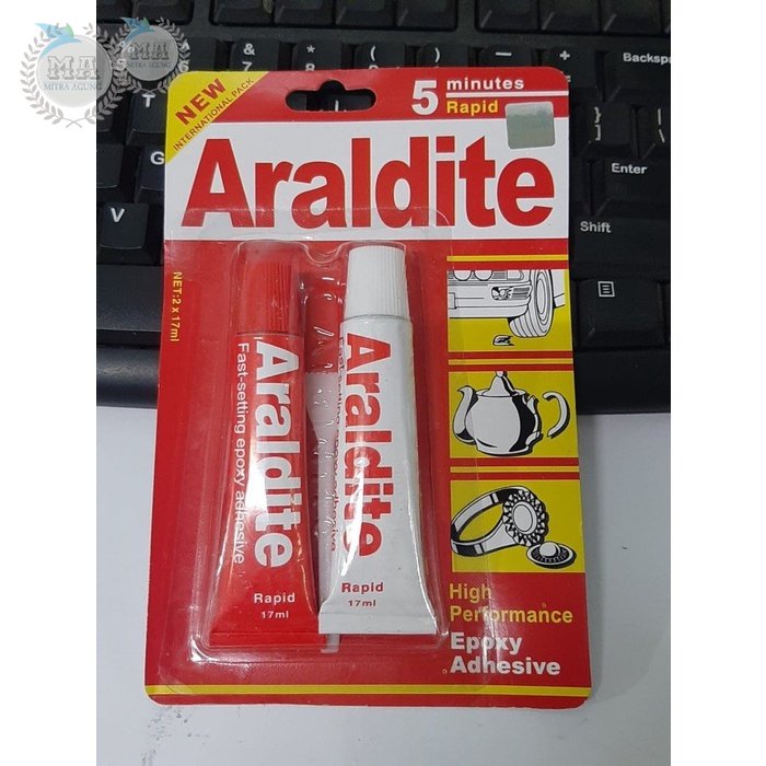 OLS Lem besi araldite araldit merah 5 menit epoxy resin+hardener adhesive OLS