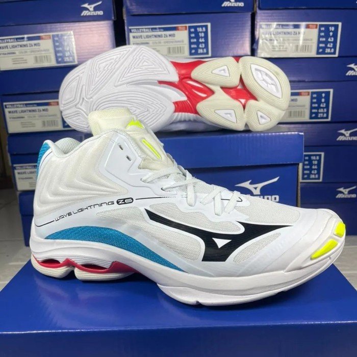 {MentariStore} sepatu volly mizuno wlz 6 mid gread ori super premium sepatu olahraga - white 40 Mura