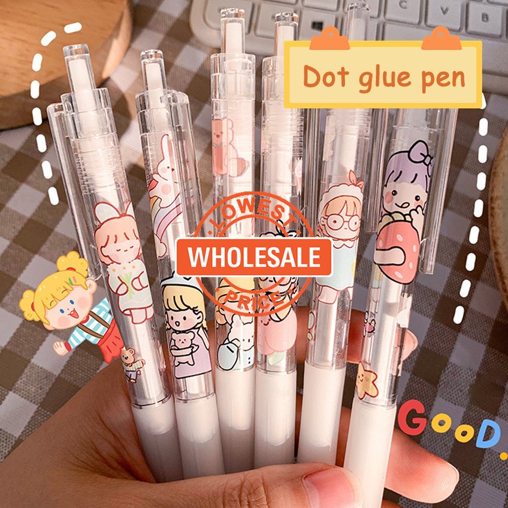 [Harga Grosir] Pena Dispenser Cewek Kartun Transparan Nagita/Pena Aplikator Cepat Kering/Pena Lukisan Lem Untuk Dekorasi DIY &amp; Kartu Ucapan &amp; Album Foto/Alat Tulis