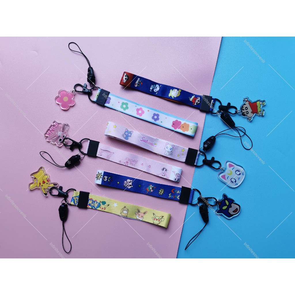 (T003) TALI GANTUNG HP PENDEK / LANYARD PENDEK / TALI GANTUNGAN HP AKRILIK / TALI GANTUNGAN DORAEMON