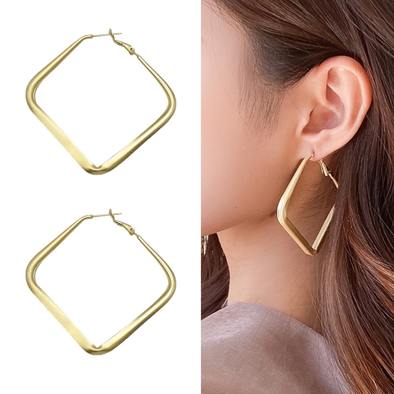 Anting Fashion Geometris Logam Jepang Korea Unik Simple Trendy