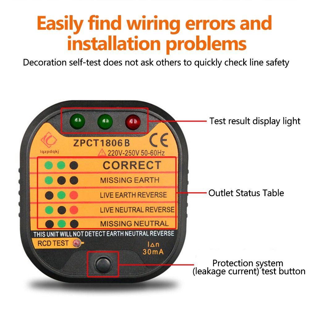 Lanfy Socket Tester Profesional 220-250V Outlet Checker Switch Electroscope Circuit EU Plug Soket Detektor