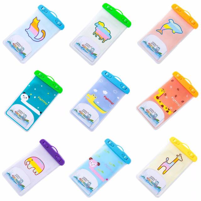 T&amp;Y Sarung HP Anti Air Motif Kartun Pouch HP Smartphone Waterproof Case Karakter Free Tali Gantung