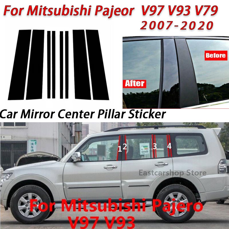 Mitsubishi Pajero Hitam Glossy Jendela Pintu Mobil Kolom Tengah B C Tiang Pilar Stiker Lis Kaca Film Dekorasi Untuk Pajero V73 V79 V93 V97 2009-2020 Aksesoris