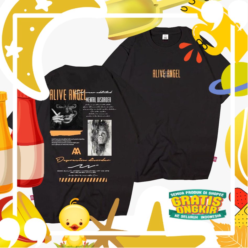 LAZY STAR SHIRT DISTRO ORIGINAL ALIVE ANGEL STREET AUTHENTIC BAJU KAOS PRIA DISTRO PRINT STREETWEAR 