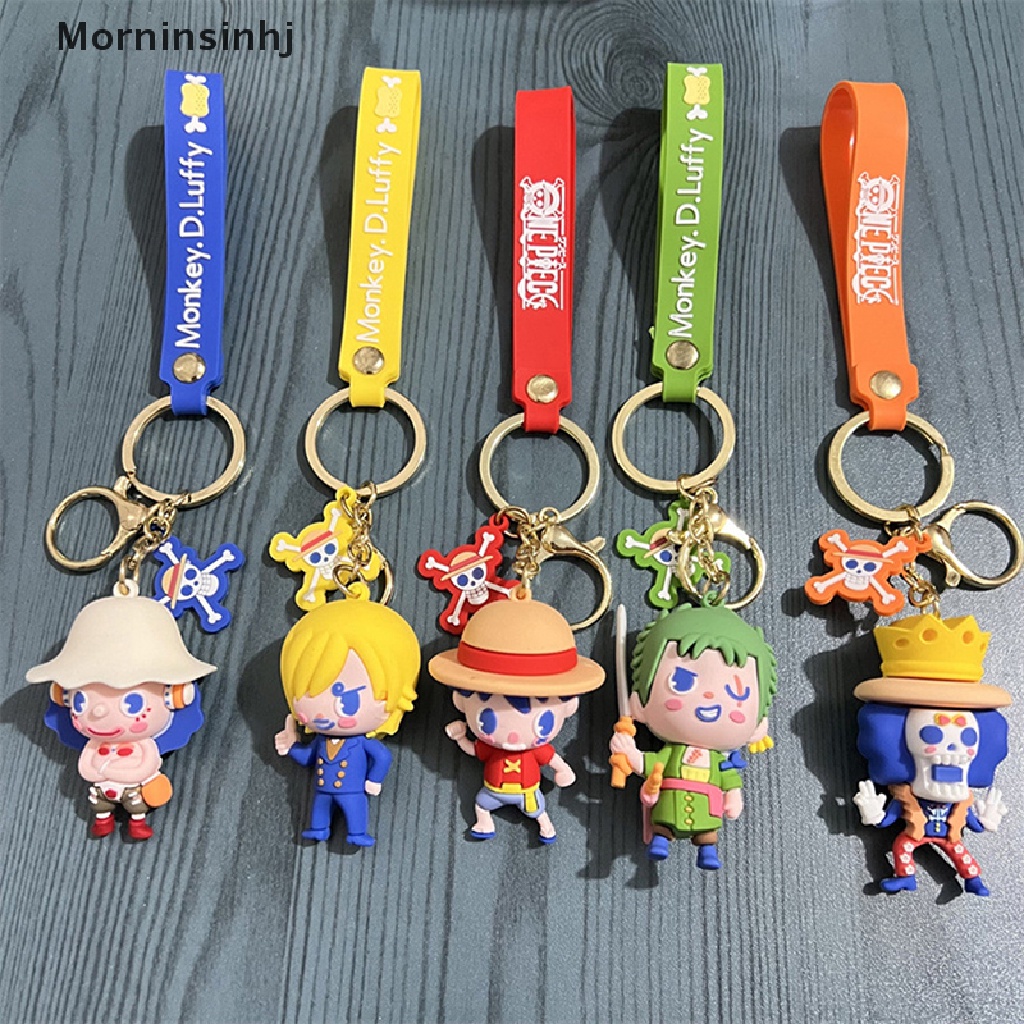 Mornin Anime Baru One Piece 3D Gantungan Kunci Gambar Kartun PVC Key Ring Lanyard Pendant id