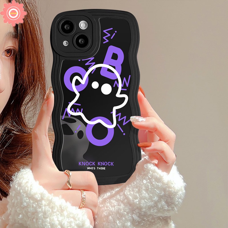 IPHONE Case Kompatibel Untuk Iphone7 8 Plus 11 13 12 14 Pro Max XR 6s 6x XS Max14 Plus SE 2020 7Plus Kartun Lucu Monster Kecil Hantu Lucu Lembut Bergelombang Tepi Penutup Belakang