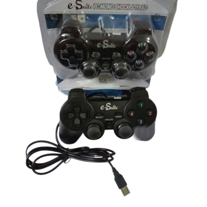 Esmile Gamepad Single Getar Hitam Game Pad