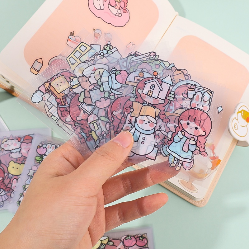 Lucu Tangan Akun Stiker Set Kartun Kawaii Gadis Hewan Peliharaan Tahan Air Alat Tulis Stiker Hias Untuk Jurnal DIY Ponsel Cangkir Air Decals