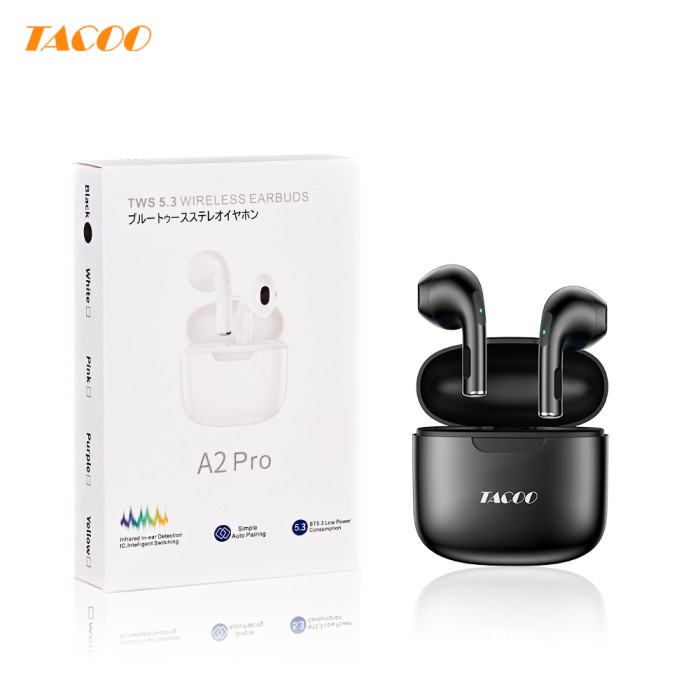 Headset Gaming TACOO TWS True Wireless Bluetooth Mini Earbuds Hitam Murah Terbaik Berkualitas Terlar