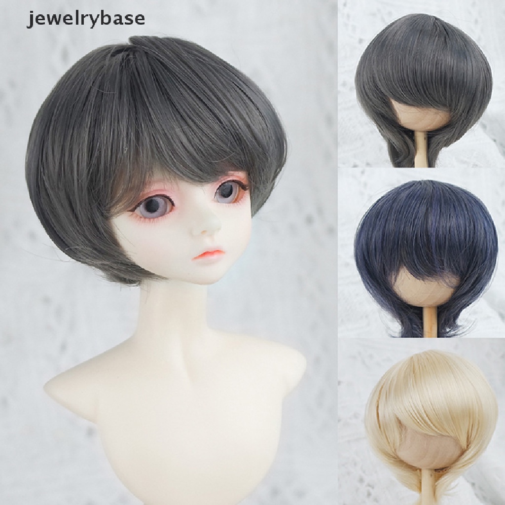 [jewelrybase] 1per3boneka Wig Pendek Lurus Rambut Lingkar Kepala 21.5-23cm Aksesoris Boneka Butik