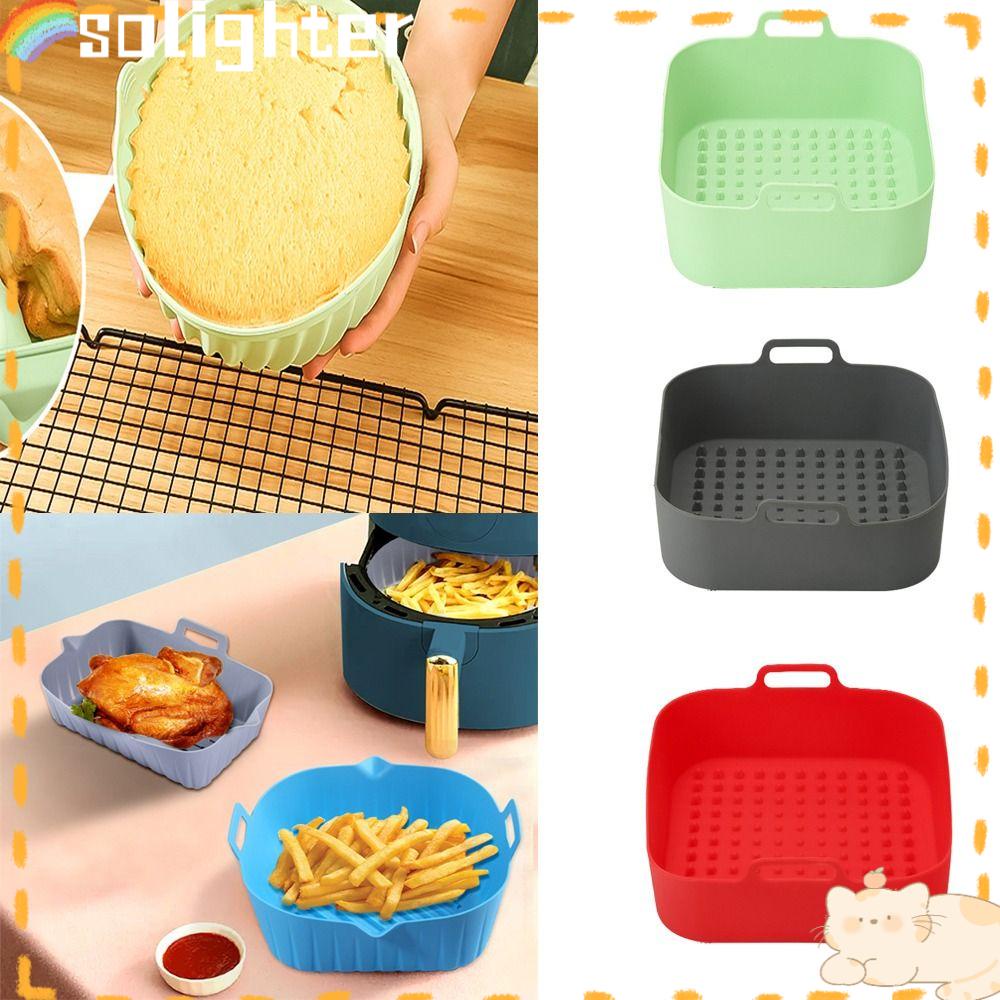 Solighter Square Silicone Pot Microwavable BBQ Tools Memasak Reusable Pengganti Liners AirFryer Aksesoris Baking Basket