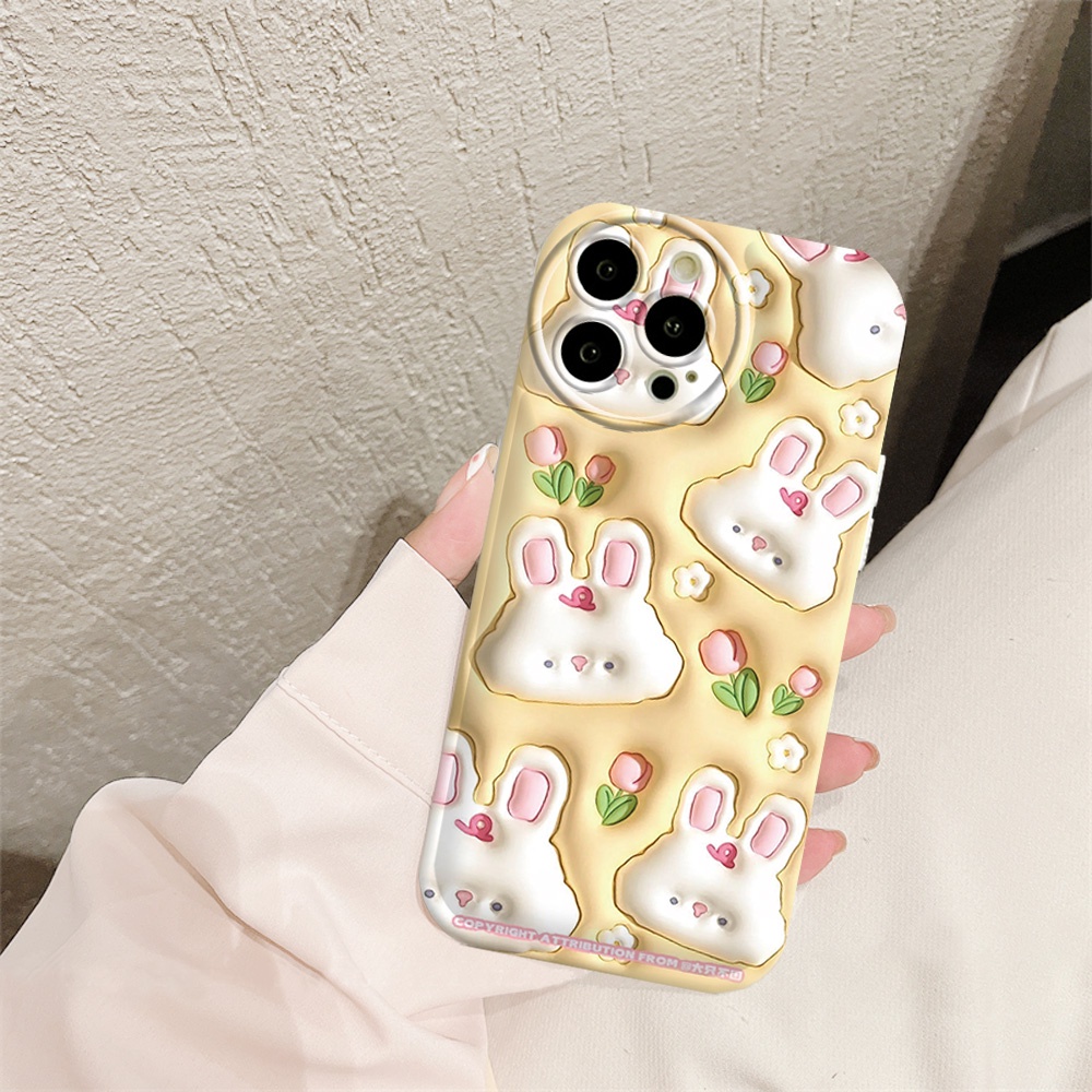 Bunga Kelinci Case Realme 10 C21Y C25Y C15 C12 C25S C11 C20 realme5 5i 6i C3 8i Lucu Bantal Udara TPU Phone Cover