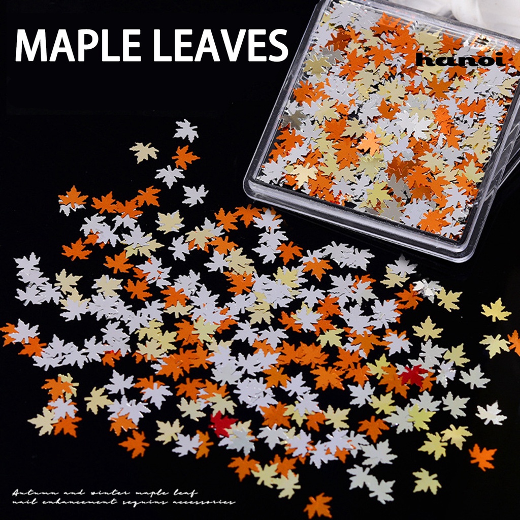 Hi 1kotak Paku Payet Super Tipis Mini Multi-Warna Aneka Halus DIY Nail Art Sparkling Maple Leaf Manicure Glitters Dekorasi Untuk Salon Kuku