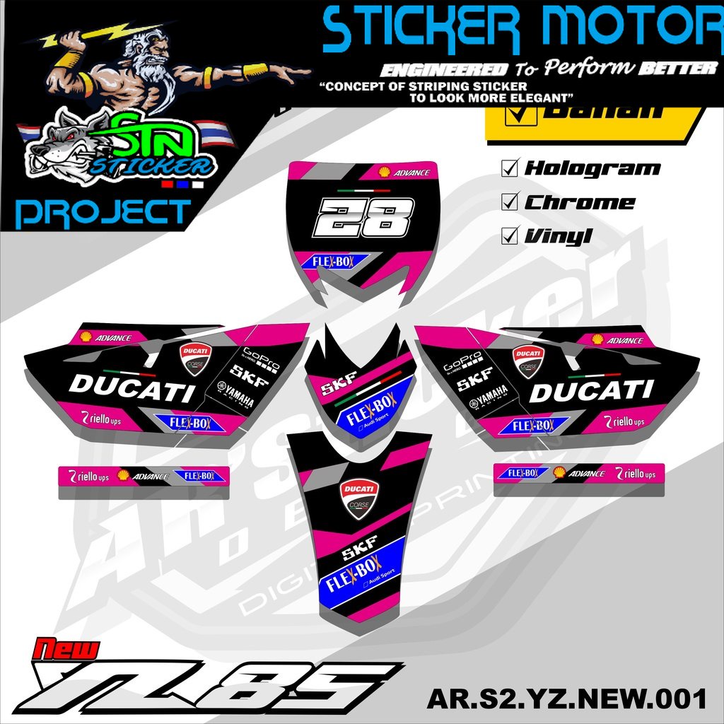 Yz85 Stiker Striping Motor TRAIL YZ85 NEW - Stiker Trail Bebek Yz 85 New Variasi Hologram AR.S2 01