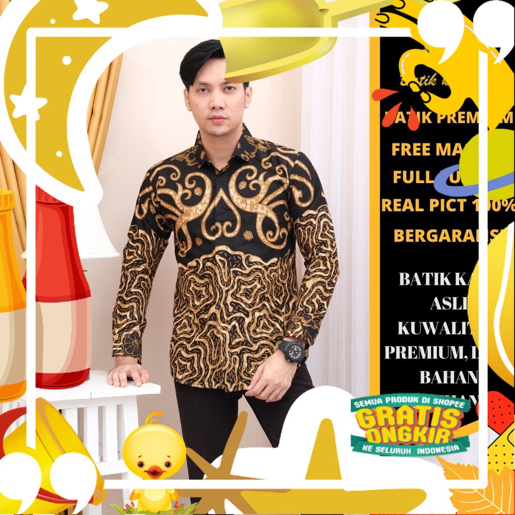 Baju Batik pria modern slimfit Baju Batik Pria Lengan Panjang slim fit baju batik pria premium baju 